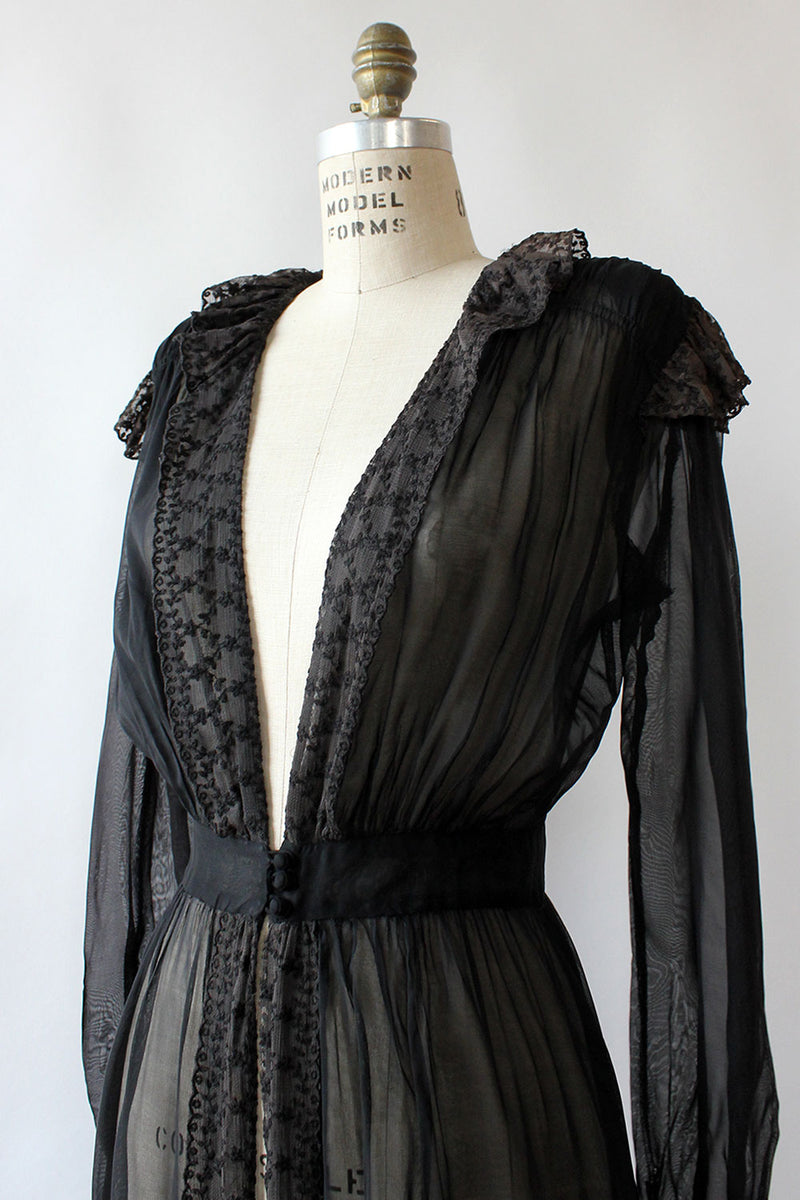 BLACK SHEER DRESS WITH RUFFLE DETAIL – Benoit